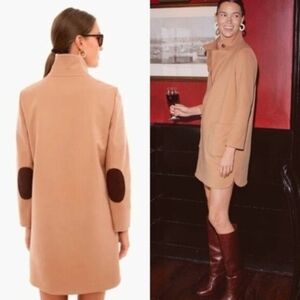 Tuckernuck Camel Wool-Blend Coat with Dark Brown Elbow Details